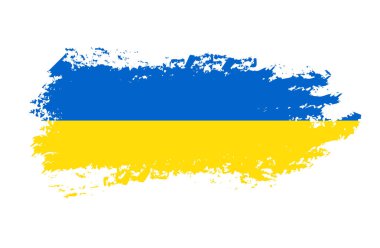 Ukrayna bayrağının renginde fırça darbesi. Vektör çizimi. Ukrayna ulusal bayrağı.