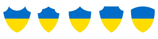 Set Escudos Con Bandera Ucrania Bandera Ucrania Bandera Nacional Ucrania — Vector de stock