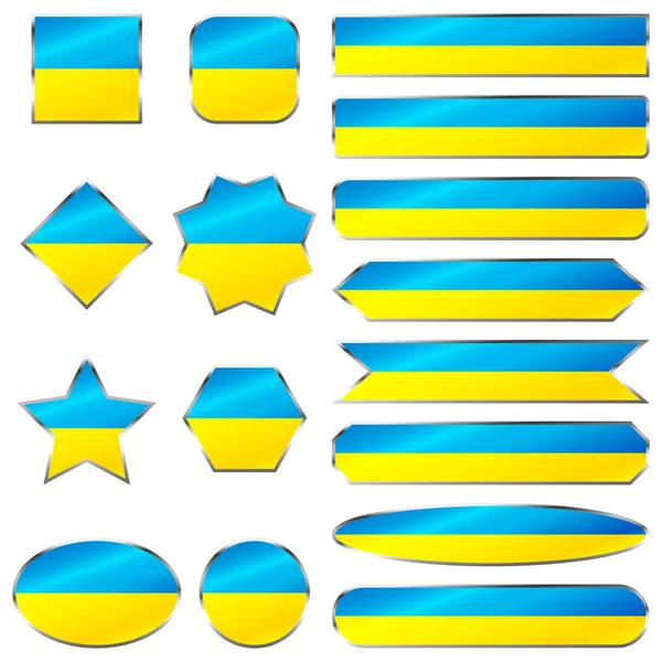 Ukrajna Zászlója Ukrajna Nemzeti Lobogója Fényes Gombok Sorozata Vektor Illusztráció — Stock Vector