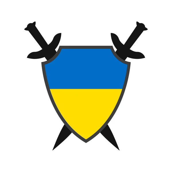 Щит Флагом Украины Флаг Украины Спасти Украину Украинский Флаг Векторная — стоковый вектор