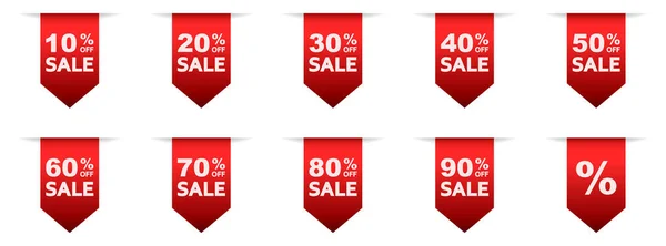 Discount Offer Ribbon Set Red Shopping Tag Ribbons Collection Shopping — Stock Vector
