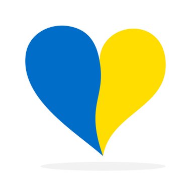 Kalp şeklinde Ukrayna bayrağı. Ulusal Ukrayna bayrağı. Vektör çizimi. Ukrayna 'yı seviyorum.