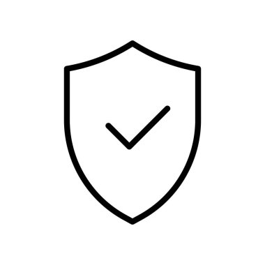 Güvenlik kalkanı simgesi. Siyah koruma sembolü. Vektör çizimi. Logo tasarım ögesi