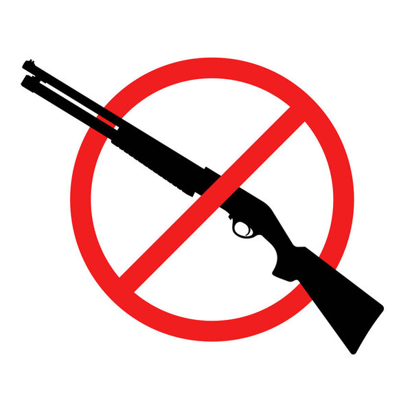 No rifle sign. No weapons sign. No guns icon. Red round prohibition sign. Vector illustration.