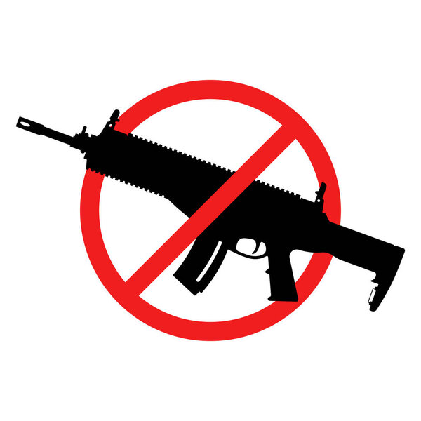 No rifle sign. No weapons sign. No guns icon. Red round prohibition sign. Vector illustration.