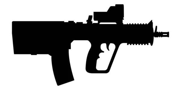 Icono Pistola Aislado Una Ametralladora Armas Fuego Signo Negro Metralleta — Vector de stock