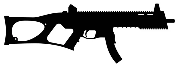 Icono Pistola Aislado Una Ametralladora Armas Fuego Signo Negro Metralleta — Vector de stock