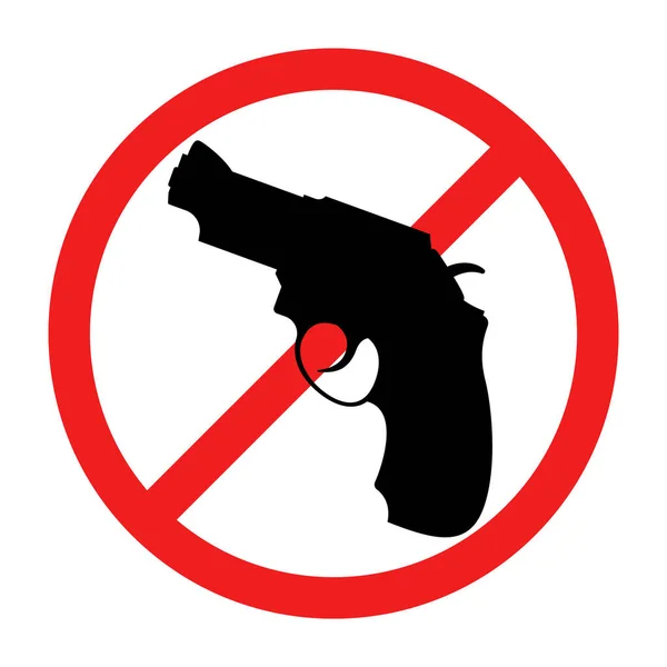 Não Sinal Armas Não Ícone Armas Proibição Redonda Vermelha Ilustração — Vetor de Stock