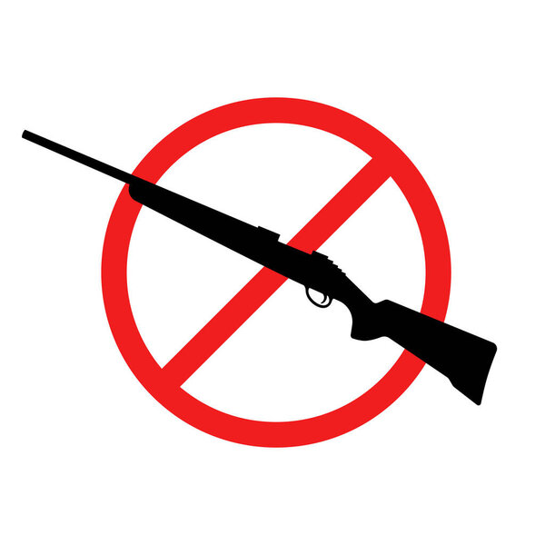 No rifle sign. No weapons sign. No guns icon. Red round prohibition sign. Vector illustration.