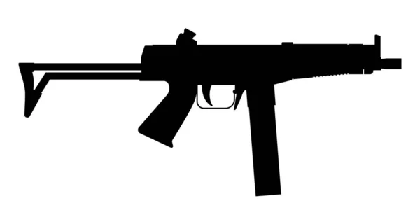 Gun Icon Isolated Machine Gun Firearms Submachine Gun Black Sign — Stock Vector