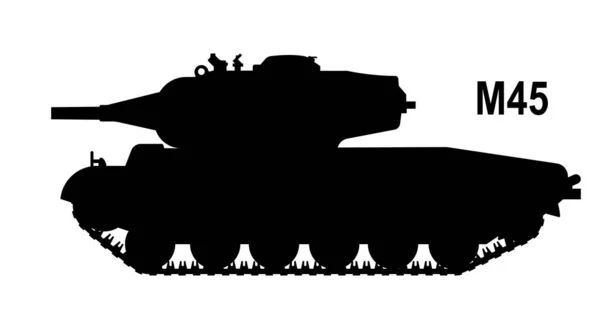 M45 Stridsvagn M45 Stridsvagnsikon Retro Stridsvagn M45 Vektorillustration Tank Siluett — Stock vektor