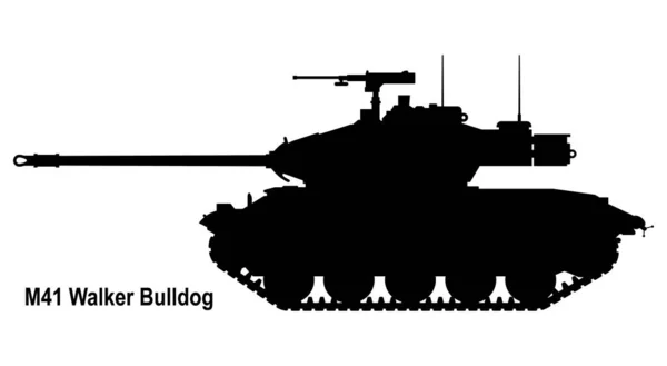 Tankikon Tank M41 Walker Bulldog Retro Stridsvagn Vektorillustration Tank Siluett — Stock vektor