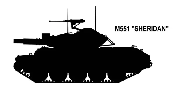 Tank Simgesi Tank M551 Retro Savaş Tankı Vektör Çizimi Siyah — Stok Vektör