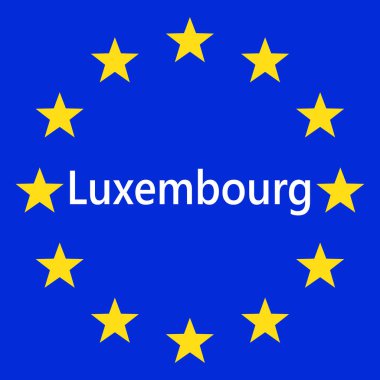 Flag of European Union with Luxembourg. EU Flag. Country border sign of the of Luxembourg. Vector illustration.