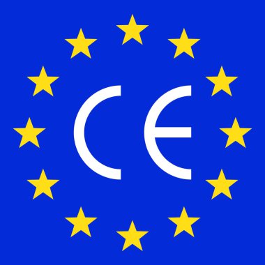 CE işareti sembolü. Vektör çizimi. Avrupa uygunluk sertifikası.