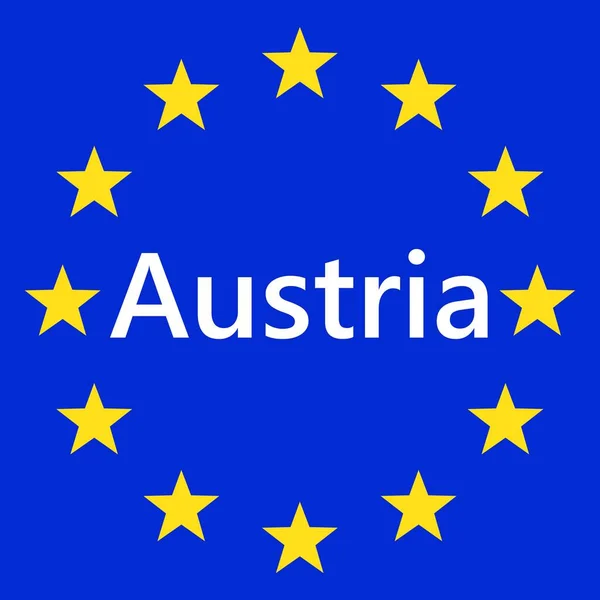 Flag European Union Austria Flag Country Border Sign Austria Vector — Vector de stock