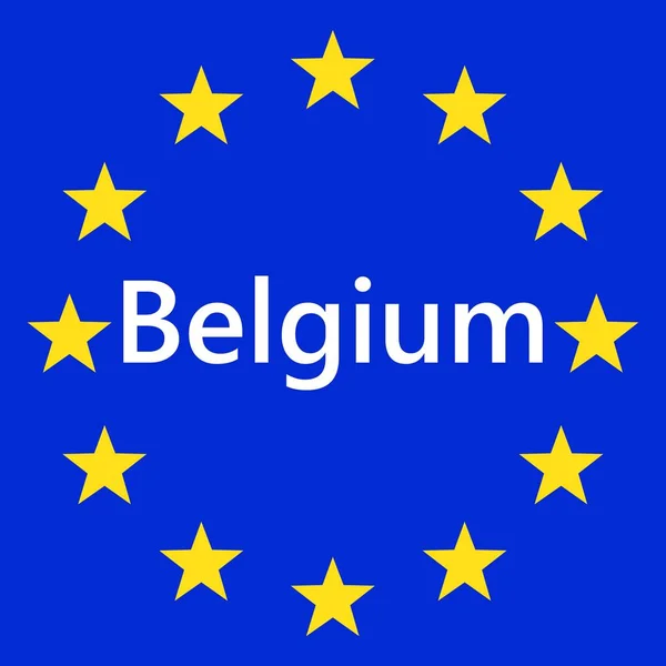 Flag European Union Belgium Flag Country Border Sign Belgium Vector — Vector de stock