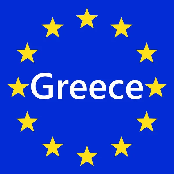 Flag European Union Greece Flag Country Border Sign Greece Vector — Vector de stock