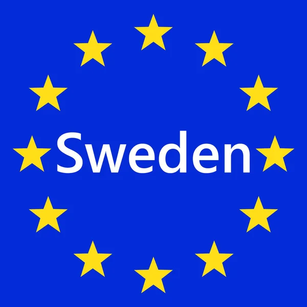 Flag European Union Sweden Flag Country Border Sign Sweden Vector — Stok Vektör