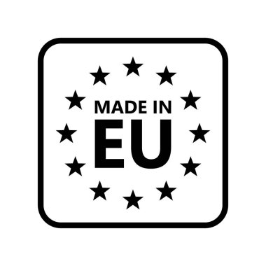 AB yapımı. CE işareti. Avrupa Birliği logosu. Vektör çizimi. Yıldızlı AB bayrağı simgesi.