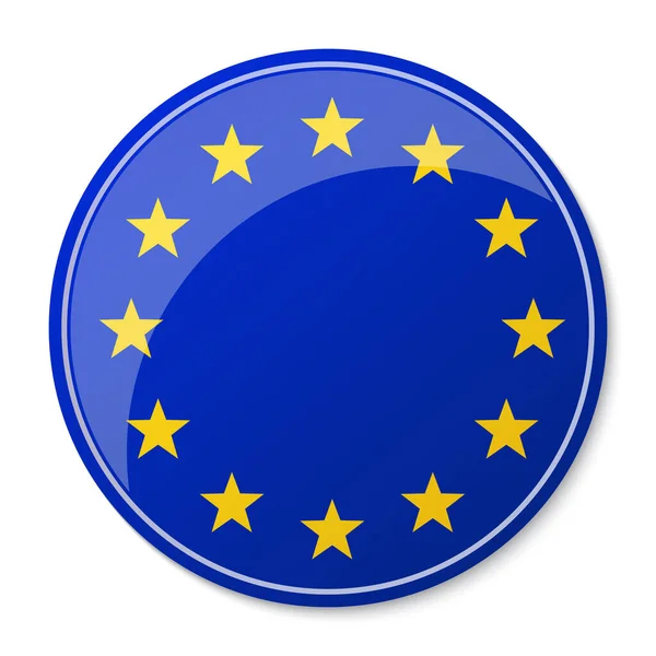 European Union Logo Vector Illustration Flag Icon Stars Glossy Button —  Vetores de Stock