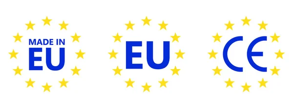 Készült Ban Jelölés Európai Uniós Logó Vektor Illusztráció Zászló Ikon — Stock Vector