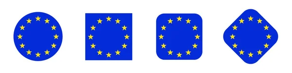 欧州連合のロゴ ベクトルイラスト 丸い星のEuの旗のアイコン グラフィック要素のセット — ストックベクタ