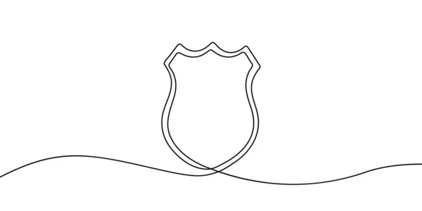 Desenho Linha Contínua Escudo Uma Linha Desenho Fundo Ilustração Vetorial — Vetor de Stock