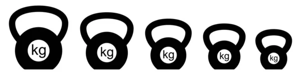 Icono Peso Logotipo Peso Iconos Kettlebell Conjunto Diferentes Mancuernas Ilustración — Archivo Imágenes Vectoriales