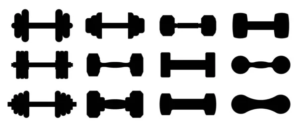 Dumbbell Icon Set Different Dumbbell Vector Illustration Dumbbells Sports Hall — стоковый вектор