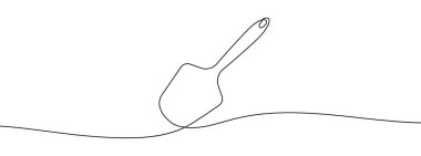 Sürekli bir spatula oyuncağı çizimi. Bir çizgi arkaplan çiziyor. Vektör çizimi. Bir çocuk küreğinin doğrusal çizimi