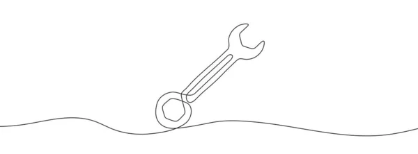 Continuous Line Drawing Wrench Wrench Linear Icon One Line Drawing — Stock Vector