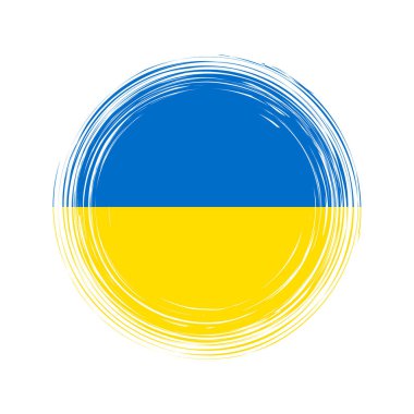 Daire şeklinde Ukrayna bayrağı. Ulusal Ukrayna bayrağı. Soyut çember. Vektör illüstrasyonu.