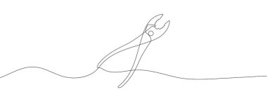 Sürekli kerpeten çizimi. Pense doğrusal simgesi. Bir çizgi arkaplan çiziyor. Vektör çizimi. Pense aralıksız çizgi simgesi.