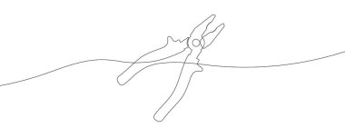 Sürekli kerpeten çizimi. Pense doğrusal simgesi. Bir çizgi arkaplan çiziyor. Vektör çizimi. Pense aralıksız çizgi simgesi.