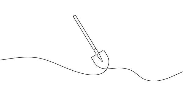 Continuous Line Drawing Shovel Shovel Linear Icon One Line Drawing — Stock Vector