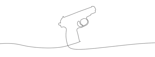 Nepřetržité Tahání Pistole Lineární Ikona Pistole Jedna Čára Kreslí Pozadí — Stockový vektor
