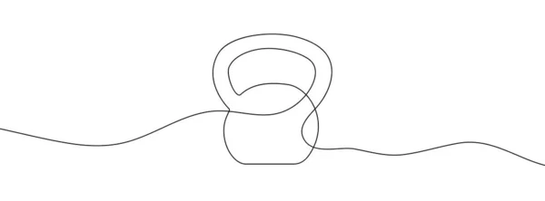 Непрерывный Рисунок Гири Линейная Иконка Гири Одна Линия Рисует Фон — стоковый вектор