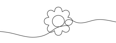 Devamlı çiçek çizimi. Çiçek bir çizgi simgesi. Bir çizgi arkaplan çiziyor. Vektör çizimi. Çiçek siyah simgesi