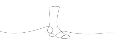 Çorap çizimleri devam ediyor. Çorap tek çizgi ikonu. Bir çizgi arkaplan çiziyor. Vektör çizimi. Çorap siyah simgesi