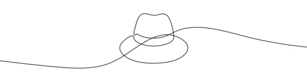 Continuous Line Drawing Panama Hat Panama Hat One Line Icon — Stock Vector