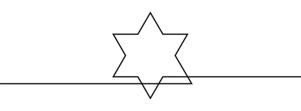 Nepřetržitá Kresba Davidovy Hvězdy Ikona Davidovy Hvězdy Jedna Čára Kreslí — Stockový vektor