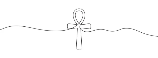 Desenho Linha Contínua Símbolo Ankh Ícone Linha Ankh Cross Uma — Vetor de Stock