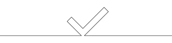 Непрерывный Рисование Линии Галочки Отметьте Одну Строку Значка Одна Линия — стоковый вектор