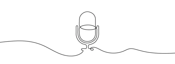 Kontinuierliche Zeichnung Des Mikrofons Einzeiliges Mikrofonsymbol Eine Linie Zeichnet Den — Stockvektor