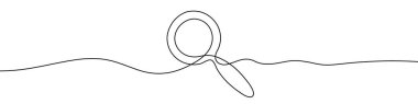 Loupe 'un durmaksızın çizdiği çizgi. Büyüteç doğrusal simgesi. Bir çizgi arkaplan çiziyor. Vektör çizimi. Büyüteç sürekli çizgi simgesi.