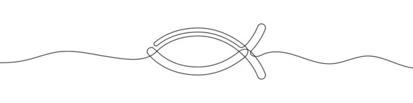 キリスト教の魚のラインの背景 宗教的な魚の一つの連続線画 ベクトルイラスト キリスト教のシンボル — ストックベクタ