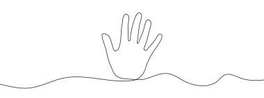 Devamlı el çizimi. El doğrusal simgesi. Bir çizgi arkaplan çiziyor. Vektör çizimi. El sürekli çizgi simgesi
