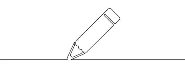 铅笔图标的连续线条绘制 铅笔直线图标 单行绘图背景 矢量图解 铅笔连续行图标 — 图库矢量图片