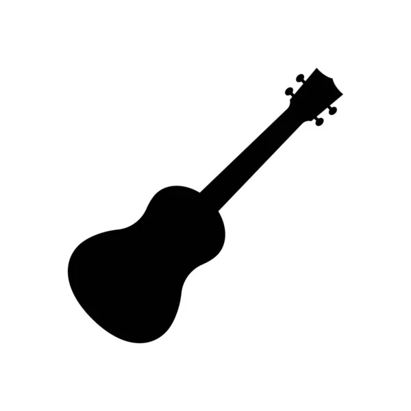 Acoustic Guitar Icon Black Silhouette Guitar Music Instrument Icon Isolated — Stock Vector